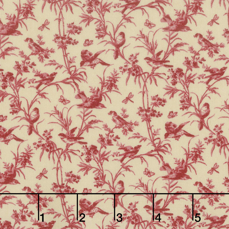 La Vie En Rouge - Joie De Vivre Oyster Rouge Yardage