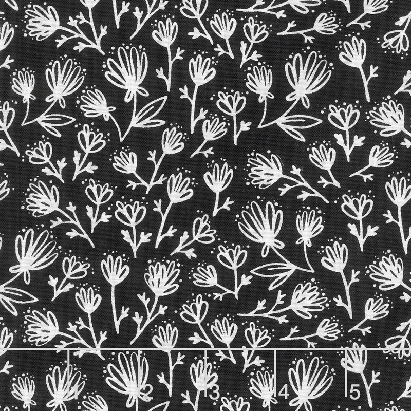 Juniper - Bouquet Black Yardage