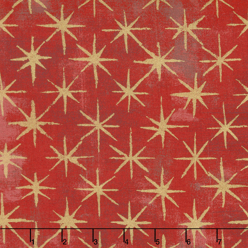 Grunge Seeing Stars - Cherry Metallic Yardage