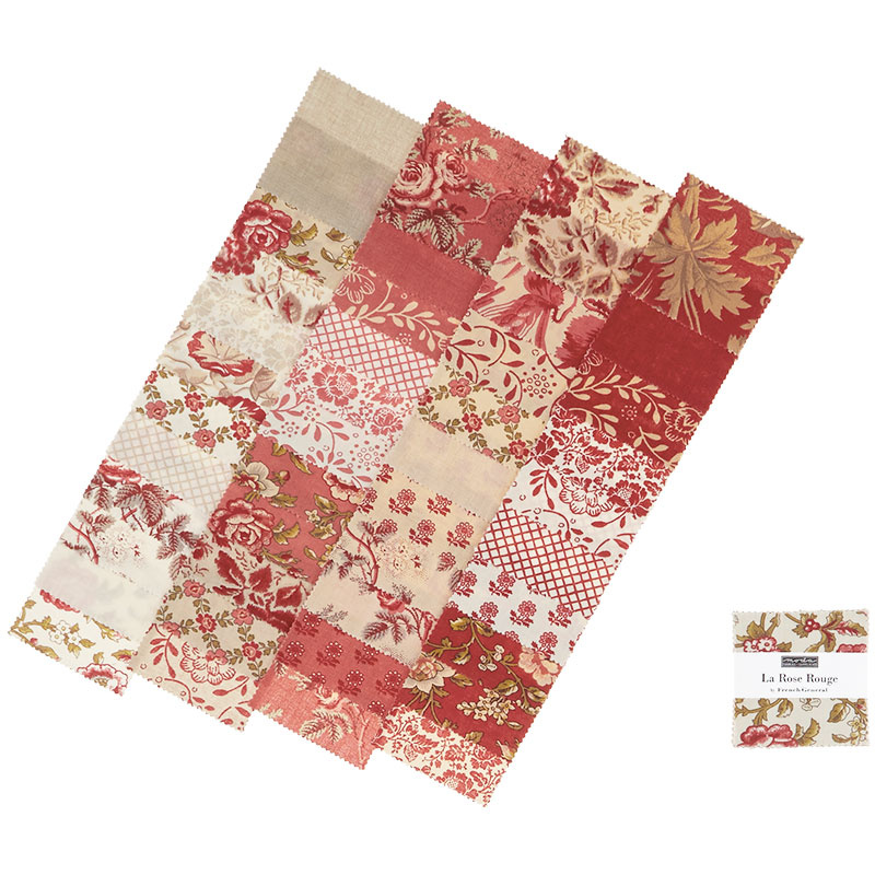La Rose Rouge Mini Charm Pack by French General; 42-2.5 Precut Fabric Quilt Squares