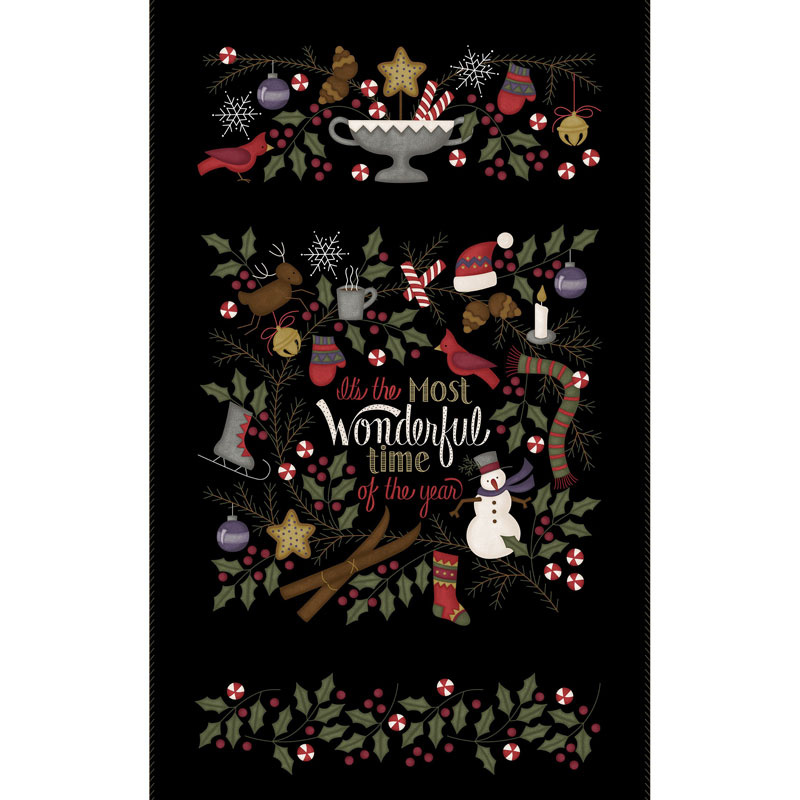 Most Wonderful Time Flannel - Black Panel