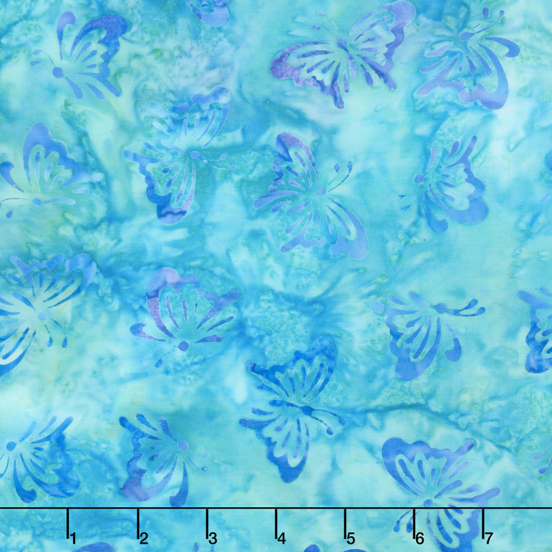 Artisan Batiks - Butterfly Blooms Butterflies Aqua Yardage