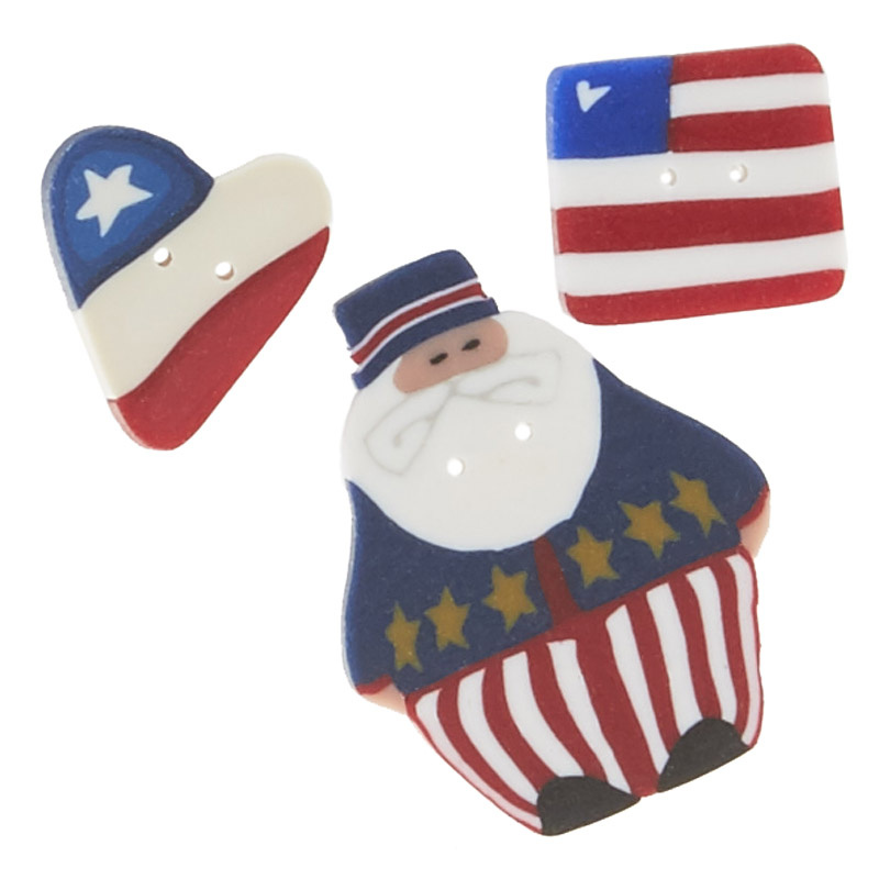 Wooly Trees Button Pack - July 4th