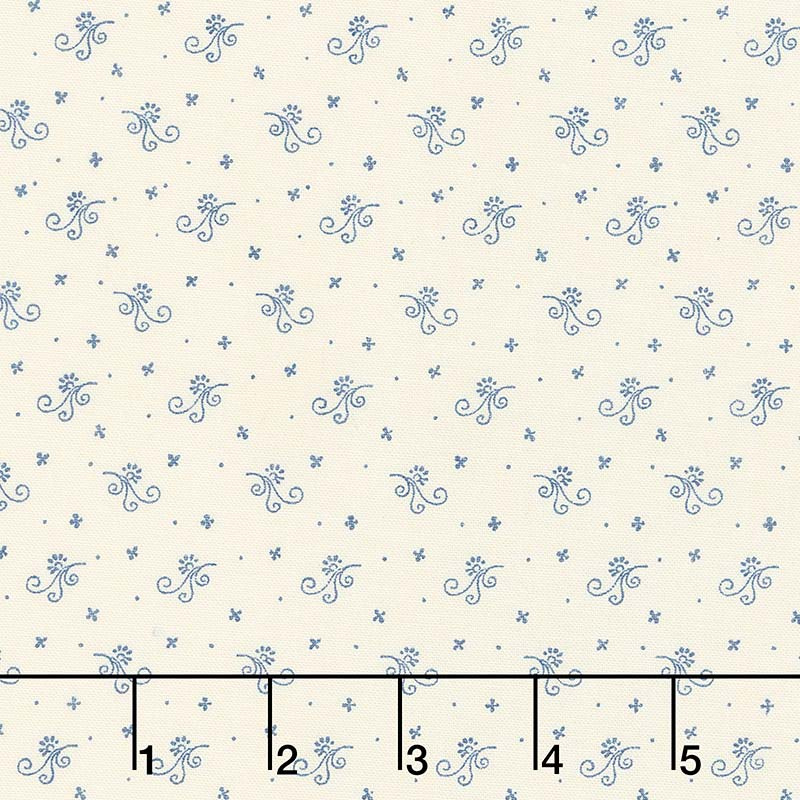 Indigo Gatherings - Flower Scroll Moon Yardage