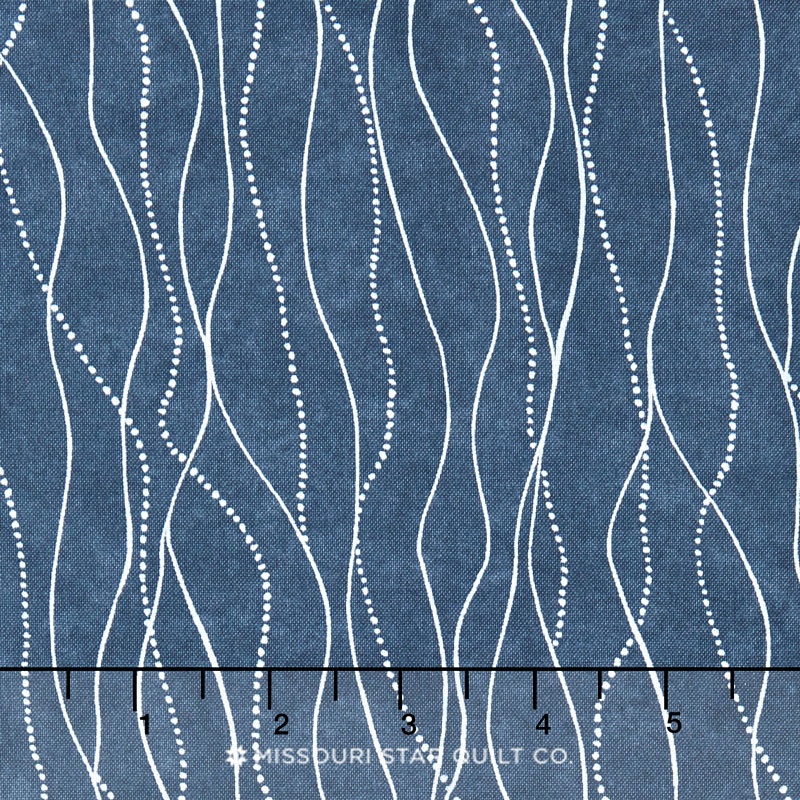 River Journey - Waves Slate Blue Yardage