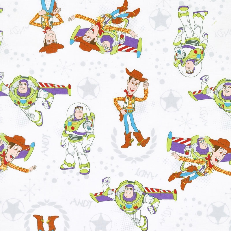 Toy Story - Buzz & Woody White Yardage