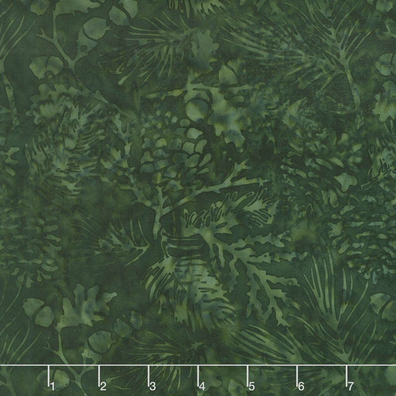 Candy Cane Lane Batiks - Pine Leaf Forest Yardage