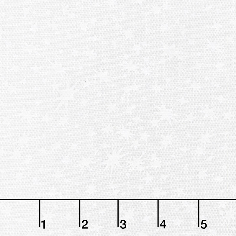 Out of this World - Stars White on White Yardage