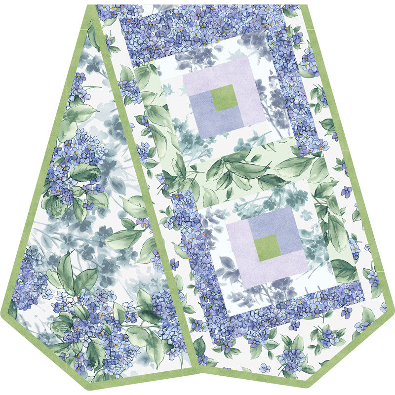 Watercolor Hydrangeas Log Cabin Table Runner POD™ Kit