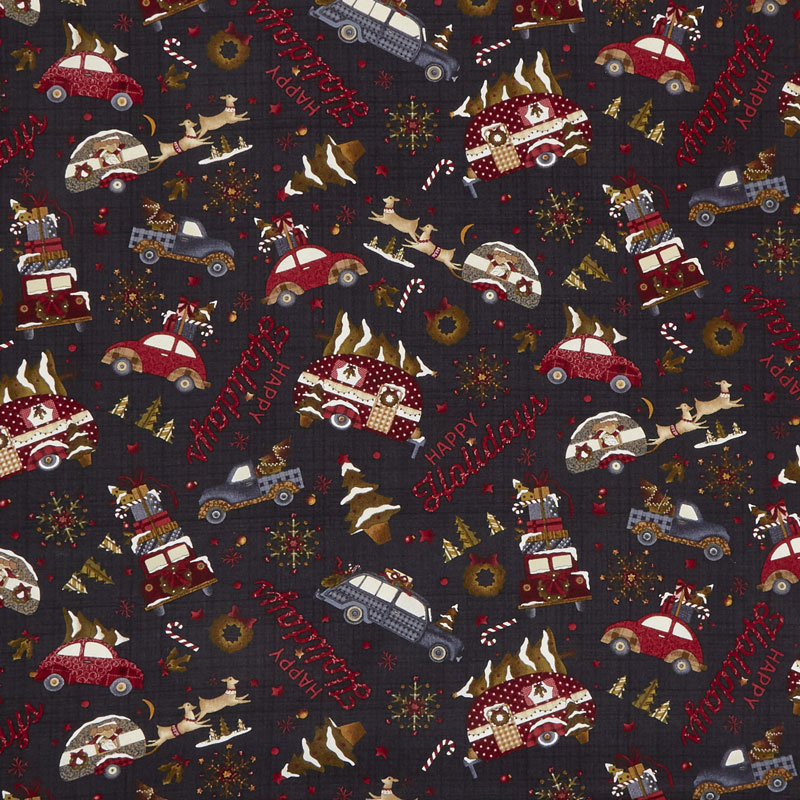 Buttermilk Winter - Novelty Toss Black Yardage