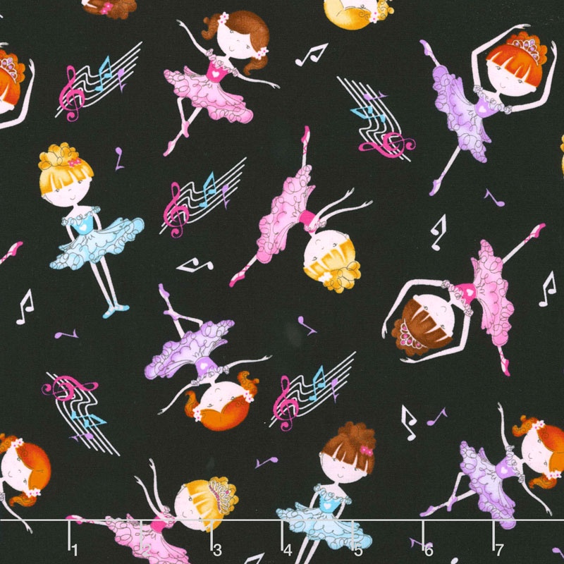 Bella-rina - Allover Ballet Girls Black Yardage