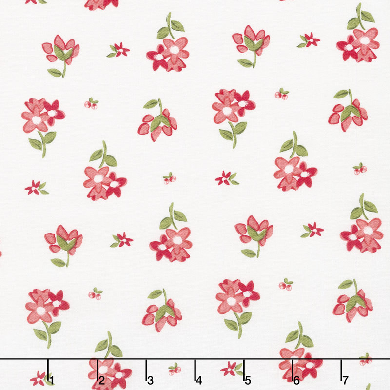 Summer Blush - Posie White Yardage