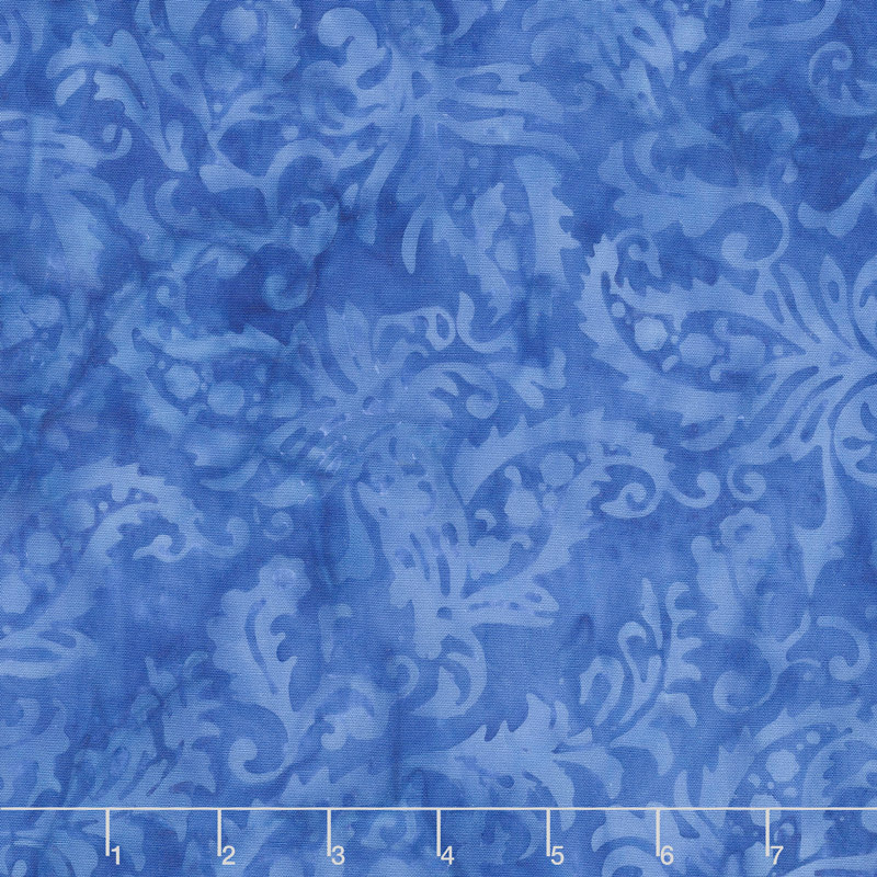 French Blue Batiks - Paisley Floral Bluebird Yardage