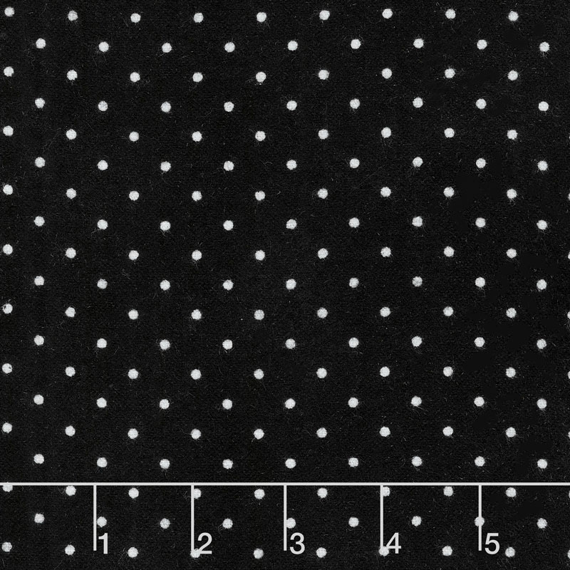 Wild Rose - Classic Dot Black Flannel Yardage