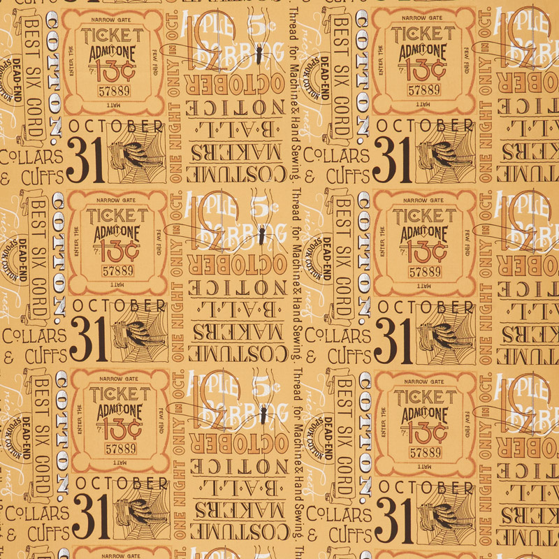 Costume Maker's Ball - Ticket Text Orange Yardage
