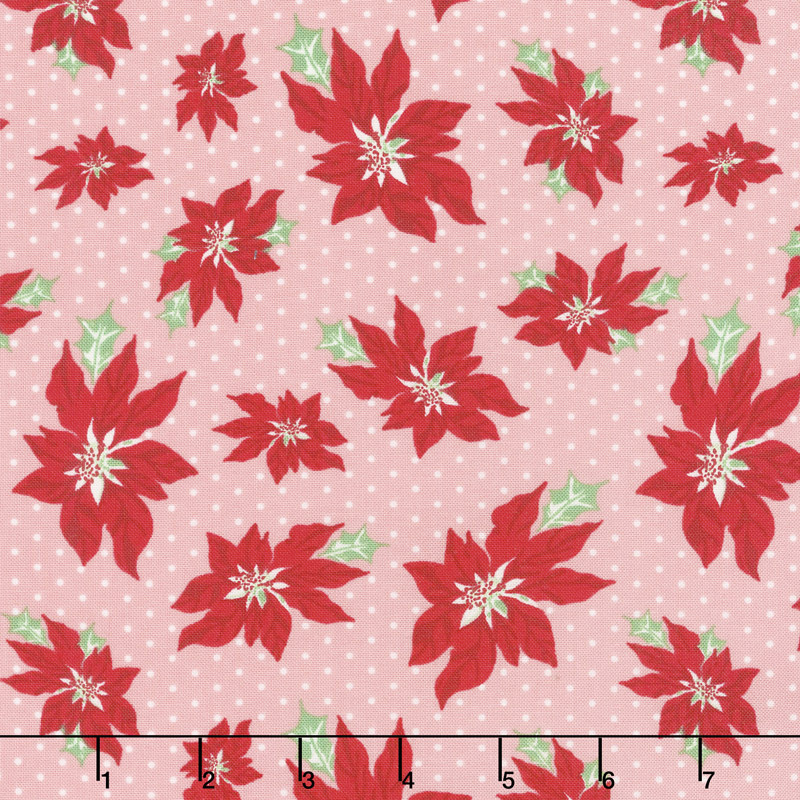 Sweet Christmas - Poinsettia Pink Buttermint Yardage