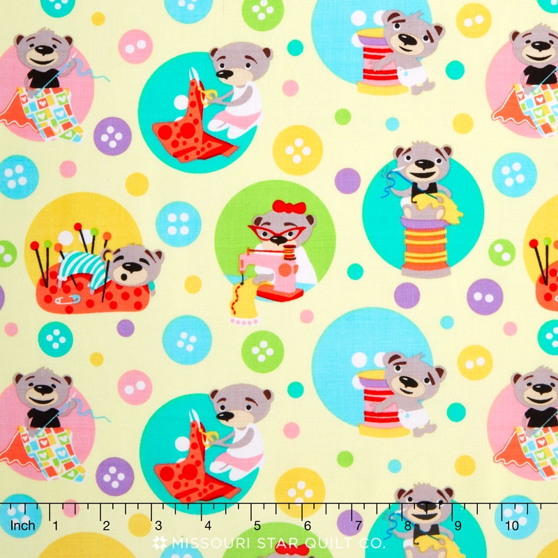 I Spy - Sewing Bears Yellow Yardage
