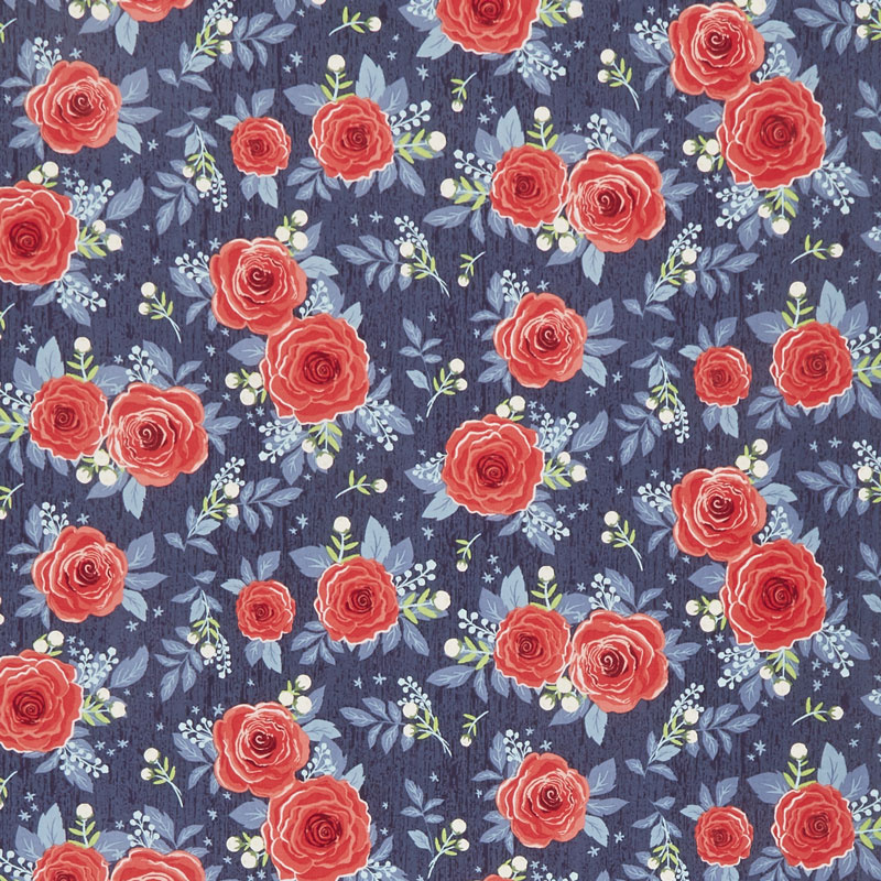 Hedge Rose - Main Navy Yardage