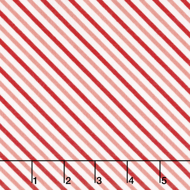 Vintage Holiday - Bias Candy Stripe Red Pink Flannel Yardage
