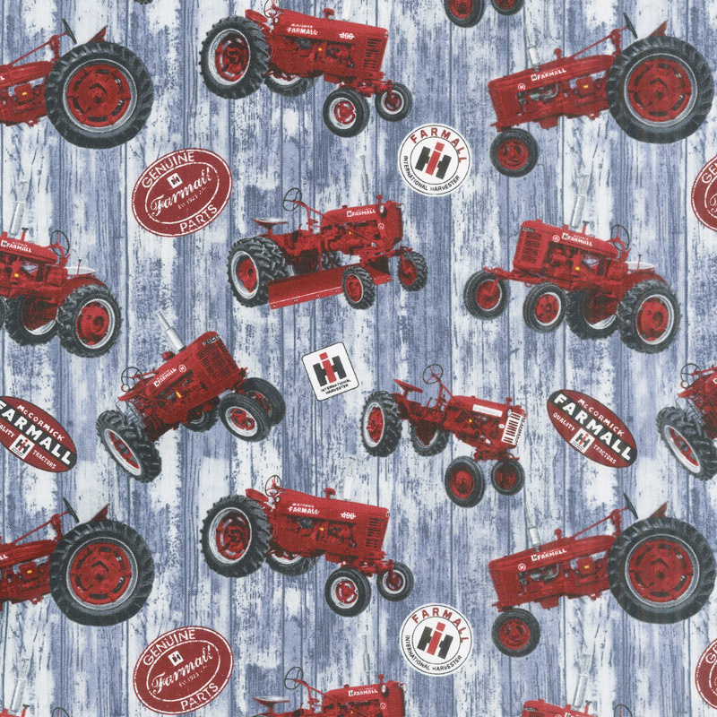 Farmall - Hometown Life Tossed Tractor Gray Yardage