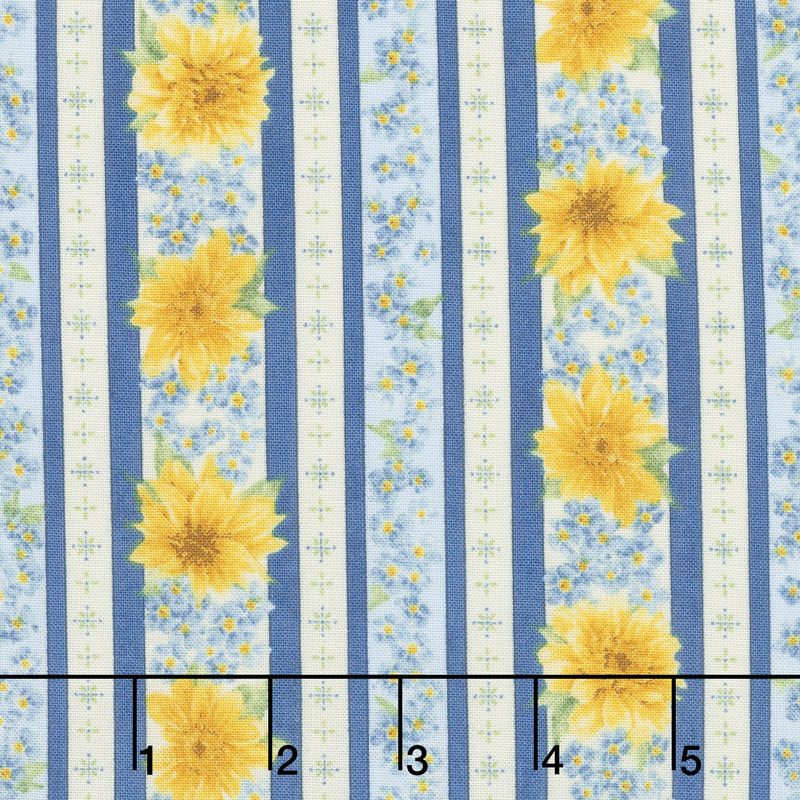 Gardenside Path - Stripes Blue Yardage
