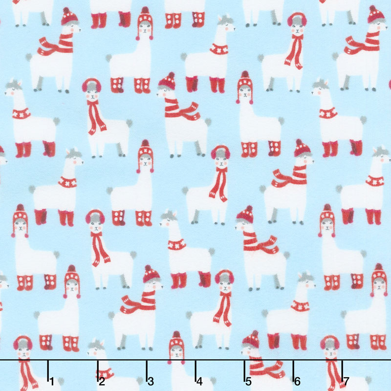 Bundled Buddies - Llamas Aqua Flannel Yardage