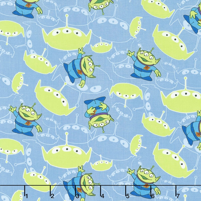 Toy Story - Little Green Men Blue Yardage