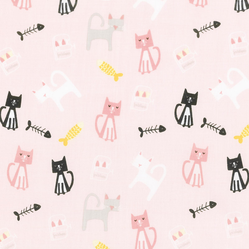 Meow and Forever - Cats Pink Yardage