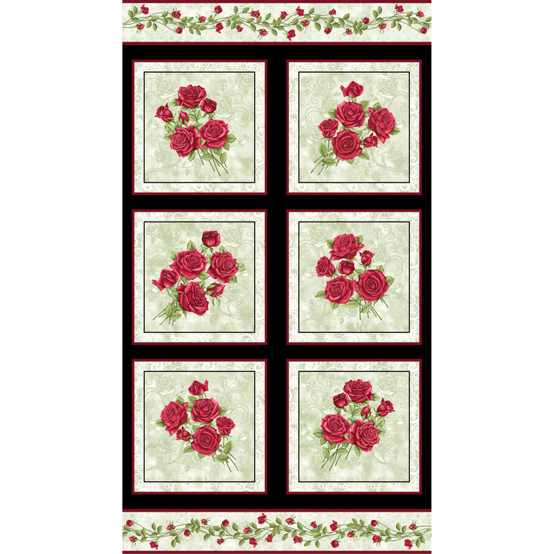 A Festival of Roses - Festive Roses Green Pearlized Panel
