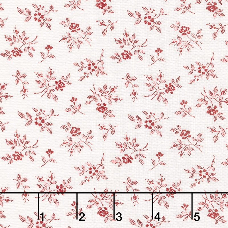My Redwork Garden - Flirty Fleurs Cream Red Yardage