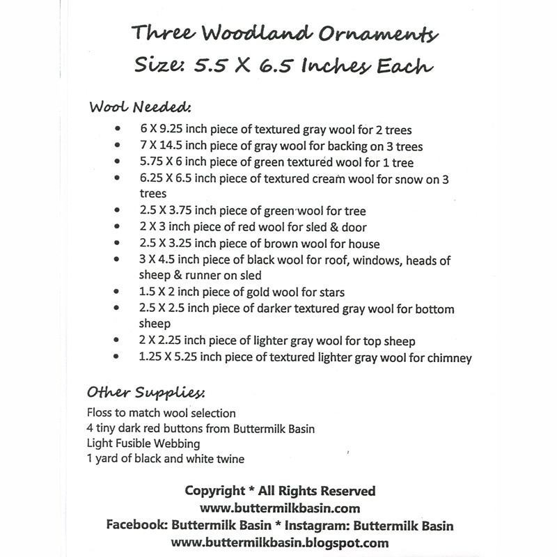 Three Woodland Ornaments Pattern Buttermilk Basin Buttermilk