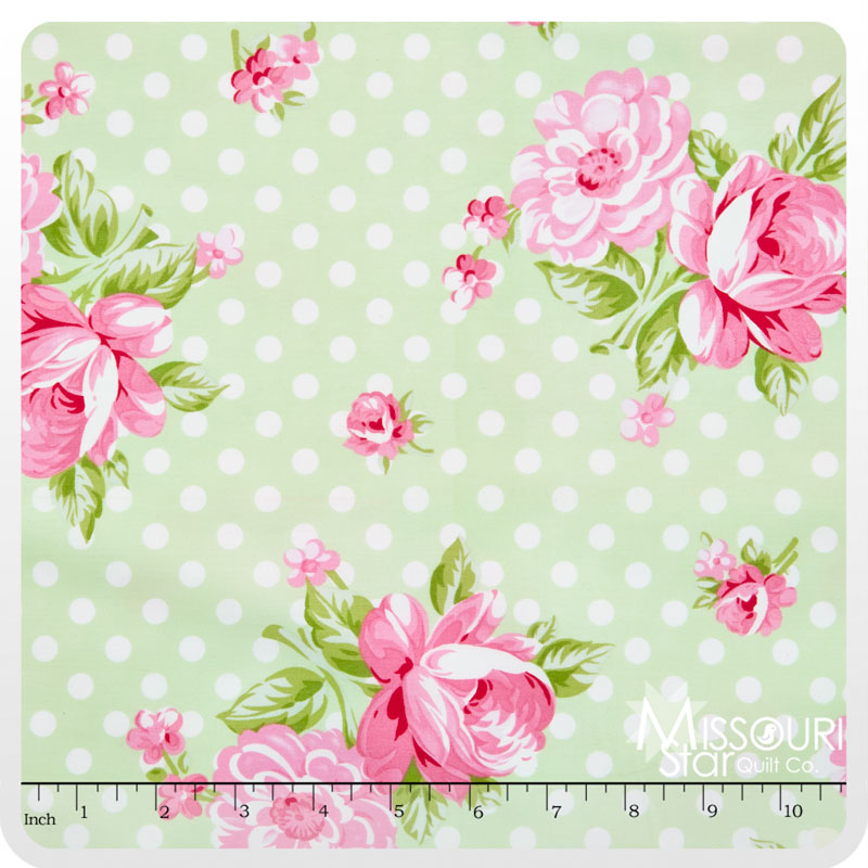 Rosey - Roses and Mums Green Yardage