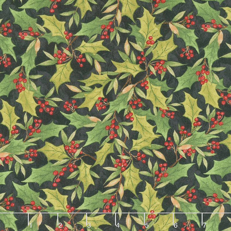 Cardinal Noel - Holly Toss Black Yardage