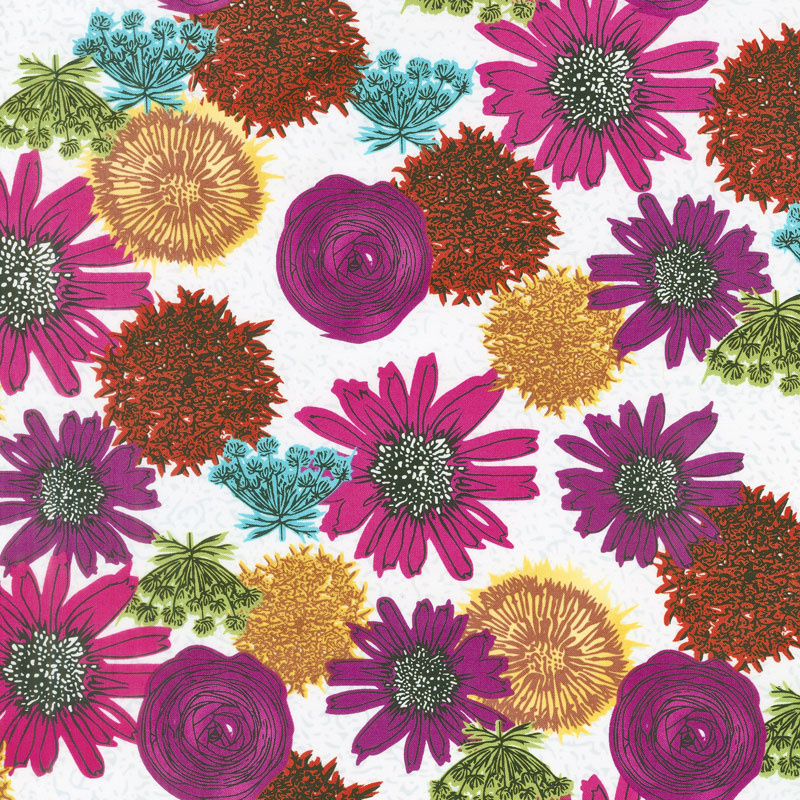 Makers Home - Multi Flower Magenta Yardage