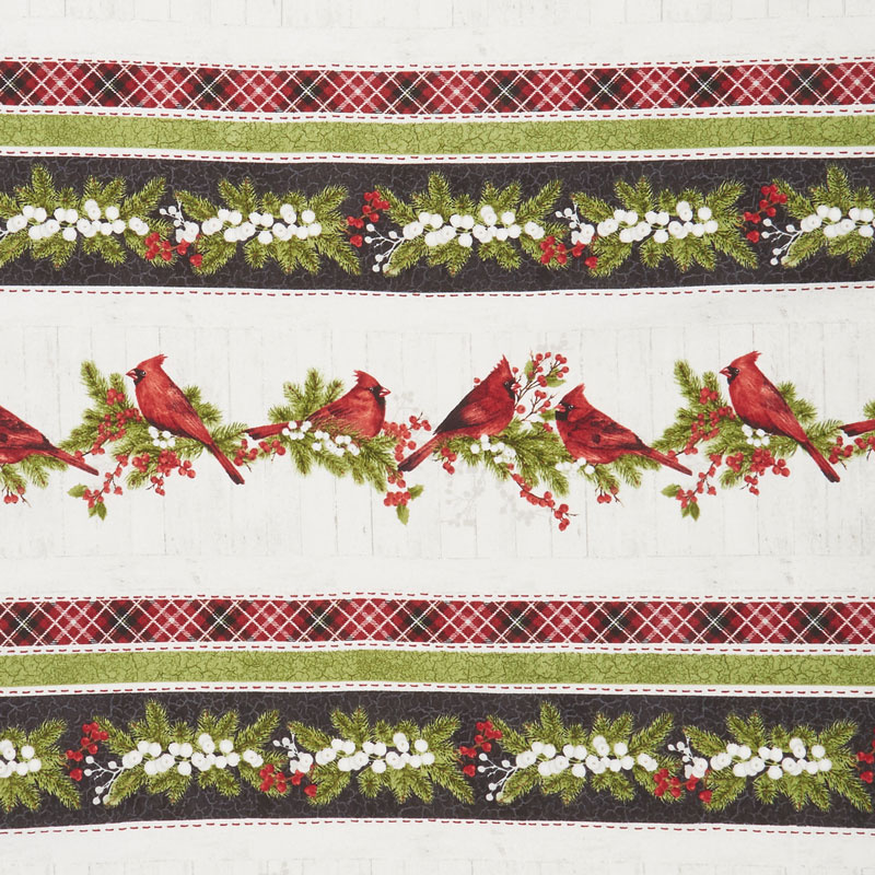Cardinal Woods - Cardinal Woods Border Stripe Cream Multi Yardage
