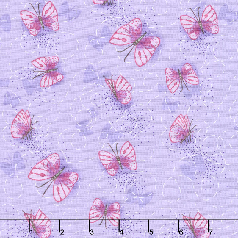 Sweet Pea & Lily - Butterflies in Flight Lavender Yardage