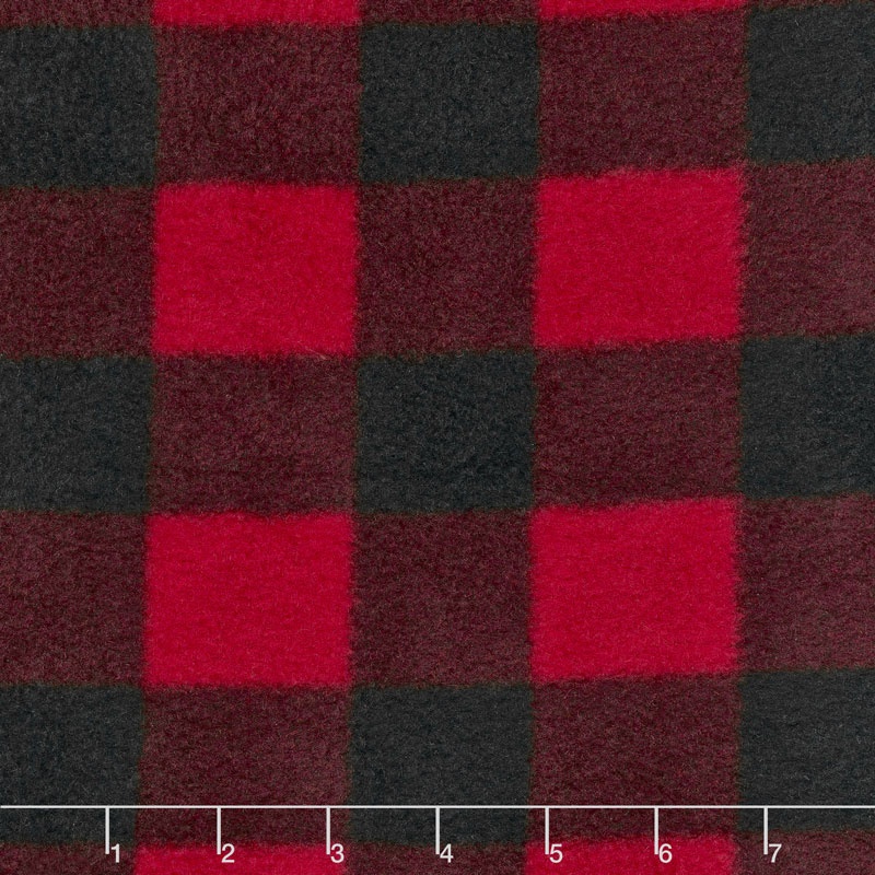 Fleece Plaids & Checks - Buffalo Plaid Black/Red Yardage