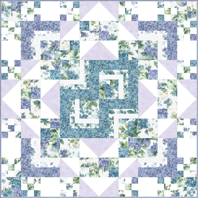 Watercolor Hydrangeas Cross Pod-inate 3-in-1 POD™ Quilt Kit