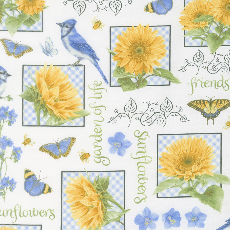 My Sunflower Garden - Small Blocks White Yardage