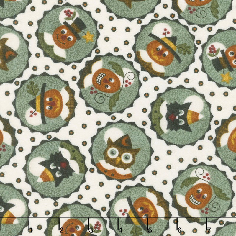 Happy Jacks & Friends - Happy Circles Cream Flannel Yardage