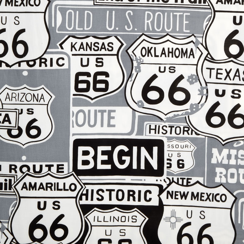 Nicole's Prints - Historic 66 Black/ White Yardage