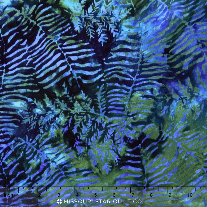 Batik Rayon - Ferns Blue/Green Yardage