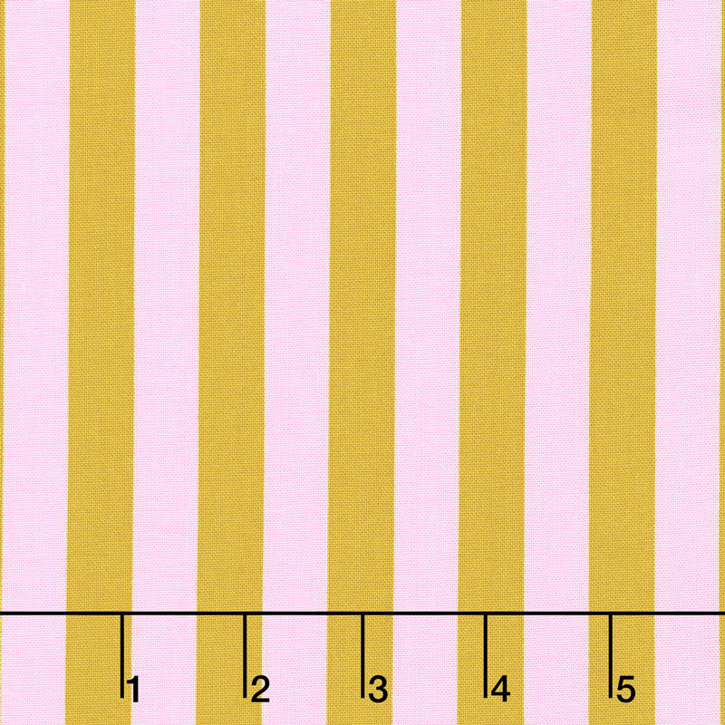 Tula Pink's All Stars - Pom Poms & Stripes Tent Stripe Marigold Yardage