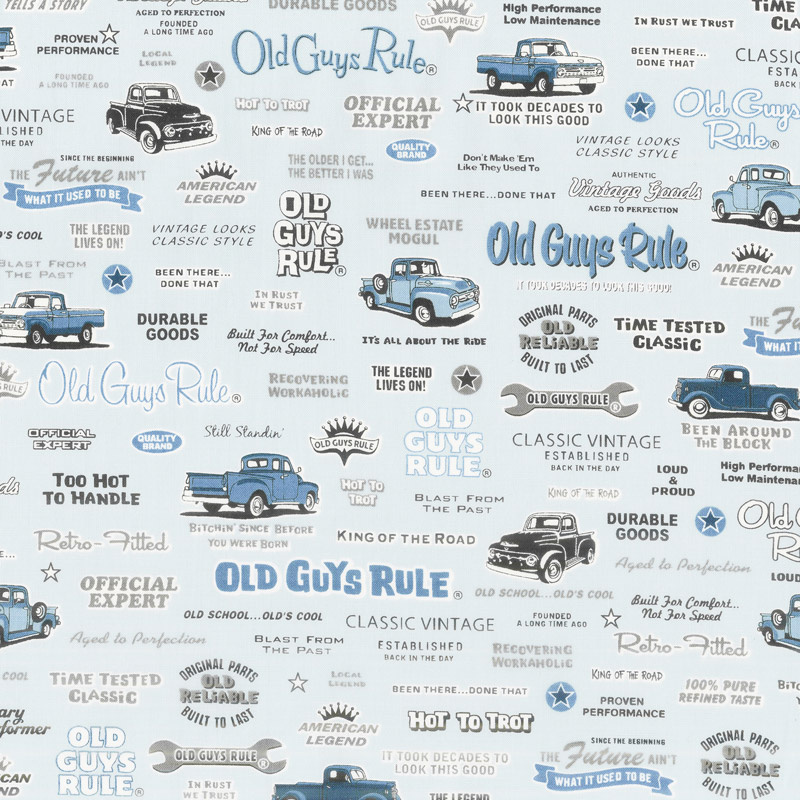 Old Guys Rule - Text Blue Yardage