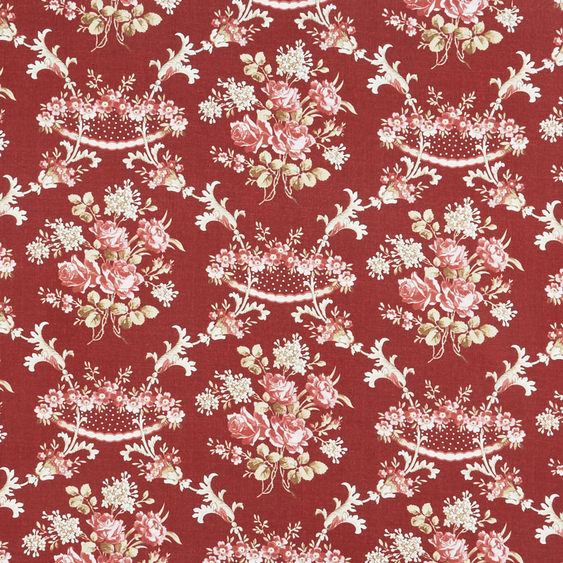 Rhapsody in Reds - Floral Damask Red Yardage