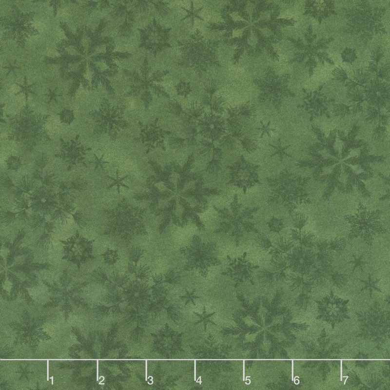 Woodland Haven - Snowflakes Green Flannel Yardage