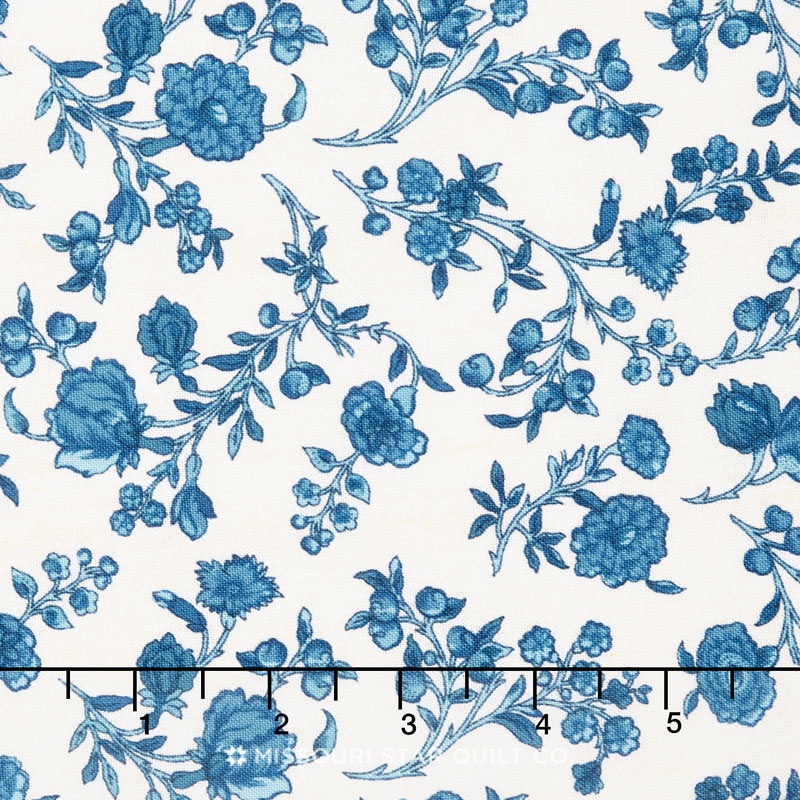 Hamilton - From Eliza Hamilton's Era c. 1770-1790 Vine Floral Blue Yardage