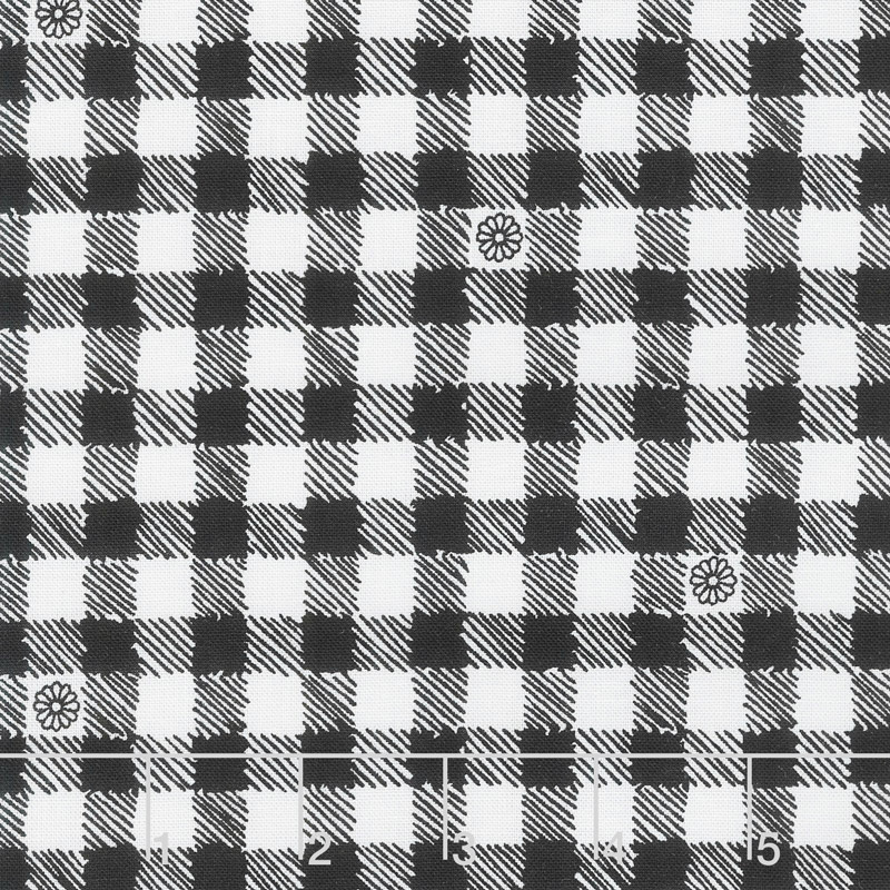 Honey Run - Gingham Check Black Yardage