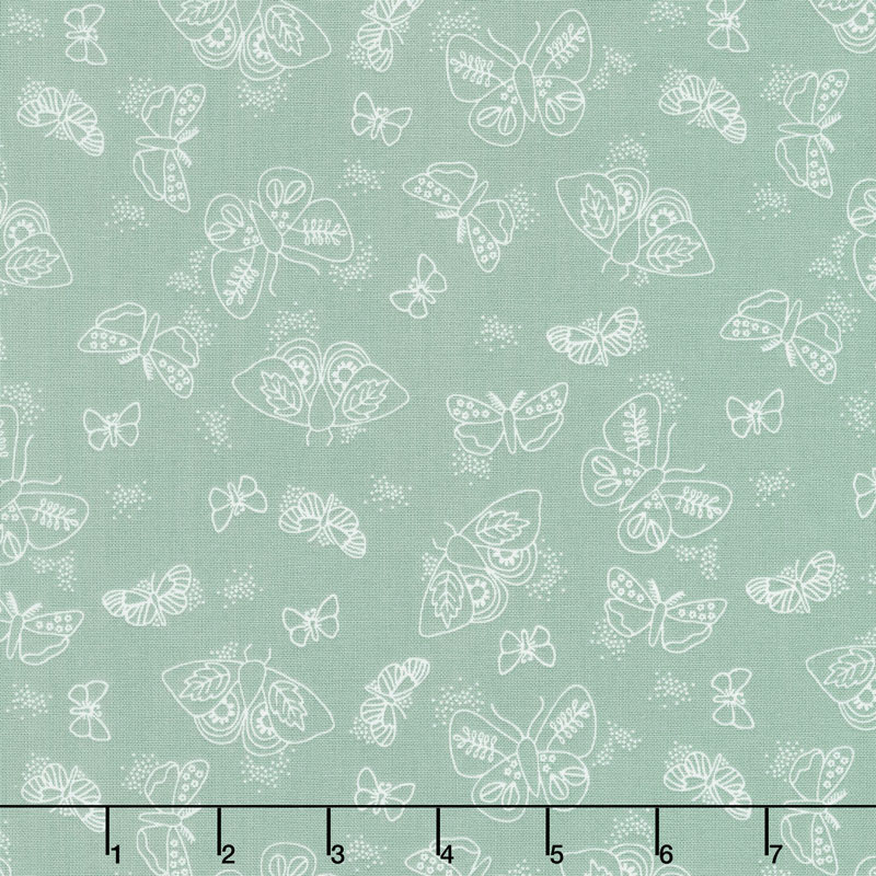 Wild Bouquet - Moths Green Yardage