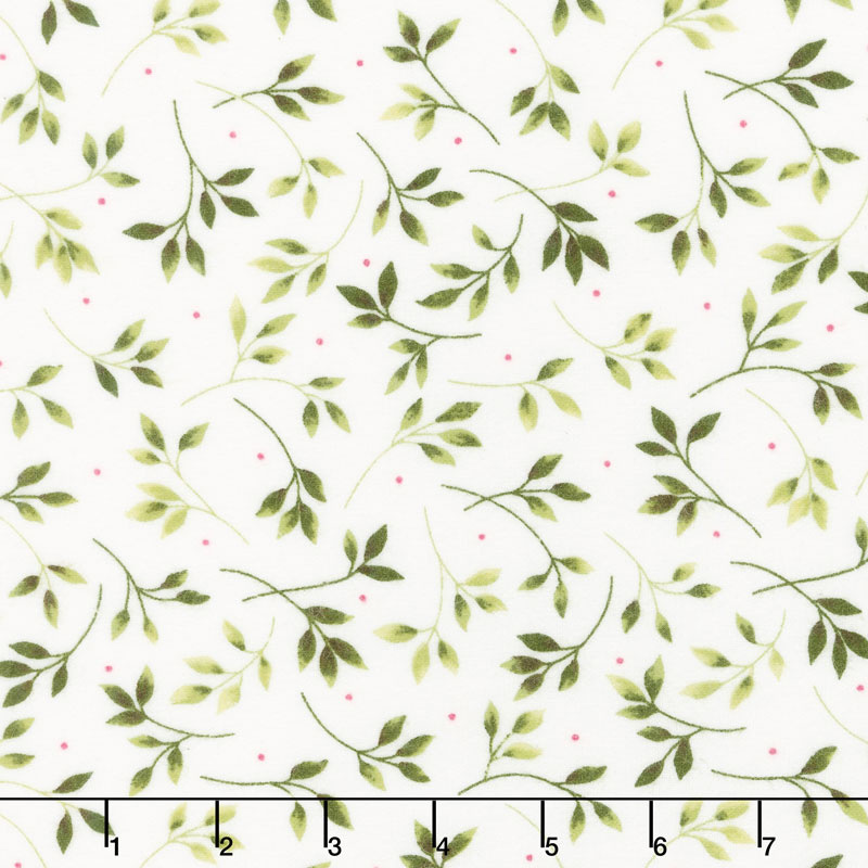 Wild Rose - Leaves Winter White Flannel Yardage